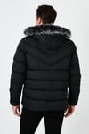 Slim Fit Suni Kürklü Peluş Astarlı Çıkarılabilir Kapüşonlu Şişme Erkek Mont 5761080 B SİYAH