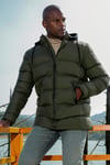 Slim Fit Suya ve Rüzgara Dayanıklı Çıkarılabilir Kapüşonlu Şişme Erkek Mont 649009 HAKİ