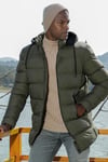 Slim Fit Suya ve Rüzgara Dayanıklı Çıkarılabilir Kapüşonlu Şişme Erkek Mont 649009 HAKİ