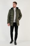 Slim Fit Suya ve Rüzgara Dayanıklı Çıkarılabilir Kapüşonlu Şişme Erkek Mont 649009 HAKİ