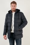 Slim Fit Suya ve Rüzgara Dayanıklı Çıkarılabilir Kapüşonlu Şişme Erkek Mont 649009 LACİVERT