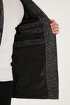 Slim Fit Tek Yırtmaçlı Düğmeli Astarlı Kaşe Erkek Kaban 5840110E Siyah Ekoseli