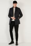 Slim Fit Tek Yırtmaçlı Düğmeli Astarlı Kaşe Erkek Kaban 5840110E Antrasit Ekoseli