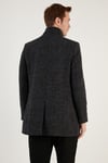 Slim Fit Tek Yırtmaçlı Düğmeli Astarlı Kaşe Erkek Kaban 5840110E Antrasit Ekoseli