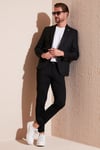 Slim Fit Tek Yırtmaçlı Düğmeli Blazer Erkek Ceket 2163763 SİYAH