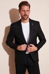Slim Fit Tek Yırtmaçlı Düğmeli Blazer Erkek Ceket 2163763 SİYAH