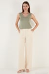 Slim Fit V Yaka Kalın Askılı 2' li Paket Kadın Bluz 5864384S2 Siyah-Olive