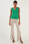 Slim Fit V Yaka Kalın Askılı 2' li Paket Kadın Bluz 5864384S2 EKRU-BENETTON