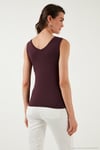 Slim Fit V Yaka Kalın Askılı 2' li Paket Kadın Bluz 5864384S2 TAŞ-VİŞNE