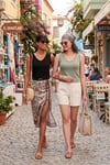 Slim Fit V Yaka Kalın Askılı 2' li Paket Kadın Bluz 5864384S2 Siyah-Olive