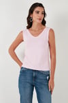 Slim Fit V Yaka Kalın Askılı 2' li Paket Kadın Bluz 5864384S2 TOZ PEMBE-SAKS