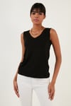 Slim Fit V Yaka Kalın Askılı 2' li Paket Kadın Bluz 5864384S2 SİYAH-TOZ PEMBE