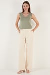 Slim Fit V Yaka Kalın Askılı 2' li Paket Kadın Bluz 5864384S2 Siyah-Olive