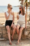 Slim Fit V Yaka Kalın Askılı 2' li Paket Kadın Bluz 5864384S2 EKRU-EKRU