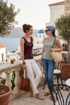 Slim Fit V Yaka Kalın Askılı 2' li Paket Kadın Bluz 5864384S2 ÇAĞLA-VİŞNE
