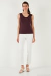 Slim Fit V Yaka Kalın Askılı 2' li Paket Kadın Bluz 5864384S2 ÇAĞLA-VİŞNE