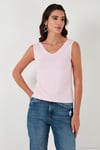 Slim Fit V Yaka Kalın Askılı 2' li Paket Kadın Bluz 5864384S2 TOZ PEMBE-NAR ÇİÇEĞİ