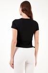 Slim Fit V Yaka Yanları Büzülebilir Kadın Bluz 5864011 SİYAH