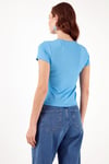 Slim Fit V Yaka Yanları Büzülebilir Kadın Bluz 5864011 MAVİ