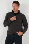 Slim Fit Yarım Fermuarlı Dik Yaka Soğuk Geçirmez Erkek Polar 5906003 FÜME