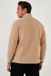 Slim Fit Yarım Fermuarlı Dik Yaka Soğuk Geçirmez Erkek Polar 5906003 BEJ