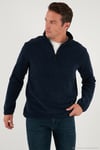 Slim Fit Yarım Fermuarlı Dik Yaka Soğuk Geçirmez 2'li Paket Erkek Polar 5906003S2 LACİVERT-SİYAH
