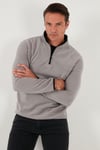 Slim Fit Yarım Fermuarlı Dik Yaka Soğuk Geçirmez Erkek Polar 5906003 GRİ
