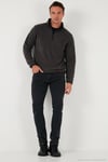 Slim Fit Yarım Fermuarlı Dik Yaka Soğuk Geçirmez 2'li Paket Erkek Polar 5906003S2 Haki-Füme