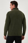Slim Fit Yarım Fermuarlı Dik Yaka Soğuk Geçirmez Erkek Polar 5906003 HAKİ