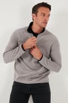 Slim Fit Yarım Fermuarlı Dik Yaka Soğuk Geçirmez Erkek Polar 5906003 GRİ