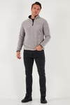 Slim Fit Yarım Fermuarlı Dik Yaka Soğuk Geçirmez Erkek Polar 5906003 GRİ