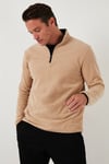 Slim Fit Yarım Fermuarlı Dik Yaka Soğuk Geçirmez Erkek Polar 5906003 BEJ