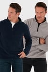 Slim Fit Yarım Fermuarlı Dik Yaka Soğuk Geçirmez 2'li Paket Erkek Polar 5906003S2 GRİ-LACİVERT