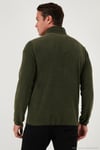 Slim Fit Yarım Fermuarlı Dik Yaka Soğuk Geçirmez 2'li Paket Erkek Polar 5906003S2 Haki-Füme