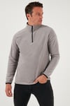 Slim Fit Yarım Fermuarlı Dik Yaka Soğuk Geçirmez Erkek Polar 5906003 GRİ