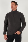 Slim Fit Yarım Fermuarlı Dik Yaka Soğuk Geçirmez Erkek Polar 5906003 FÜME