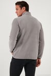 Slim Fit Yarım Fermuarlı Dik Yaka Soğuk Geçirmez 2'li Paket Erkek Polar 5906003S2 Haki-Gri