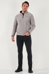 Slim Fit Yarım Fermuarlı Dik Yaka Soğuk Geçirmez 2'li Paket Erkek Polar 5906003S2 GRİ-LACİVERT
