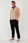 Slim Fit Yarım Fermuarlı Dik Yaka Soğuk Geçirmez Erkek Polar 5906003 BEJ
