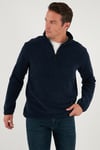 Slim Fit Yarım Fermuarlı Dik Yaka Soğuk Geçirmez Erkek Polar 5906003 LACİVERT