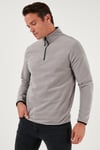 Slim Fit Yarım Fermuarlı Dik Yaka Soğuk Geçirmez Erkek Polar 5906003 GRİ
