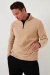 Slim Fit Yarım Fermuarlı Dik Yaka Soğuk Geçirmez Erkek Polar 5906003 BEJ