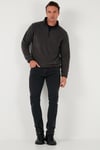 Slim Fit Yarım Fermuarlı Dik Yaka Soğuk Geçirmez Erkek Polar 5906003 FÜME