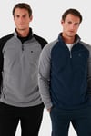 Slim Fit Yarım Fermuarlı Soğuk Geçirmez Şardonlu 2'li Paket Erkek Polar 5906055S2 GRİ-LACİVERT