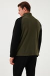 Slim Fit Yarım Fermuarlı Soğuk Geçirmez Kışlık Şardonlu Erkek Polar 5906055 HAKİ