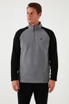 Slim Fit Yarım Fermuarlı Soğuk Geçirmez Kışlık Şardonlu Erkek Polar 5906055 GRİ