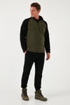 Slim Fit Yarım Fermuarlı Soğuk Geçirmez Kışlık Şardonlu Erkek Polar 5906055 HAKİ