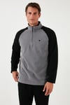 Slim Fit Yarım Fermuarlı Soğuk Geçirmez Kışlık Şardonlu Erkek Polar 5906055 GRİ