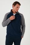 Slim Fit Yarım Fermuarlı Soğuk Geçirmez Kışlık Şardonlu Erkek Polar 5906055 LACİVERT