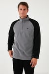Slim Fit Yarım Fermuarlı Soğuk Geçirmez Şardonlu 2'li Paket Erkek Polar 5906055S2 GRİ-LACİVERT